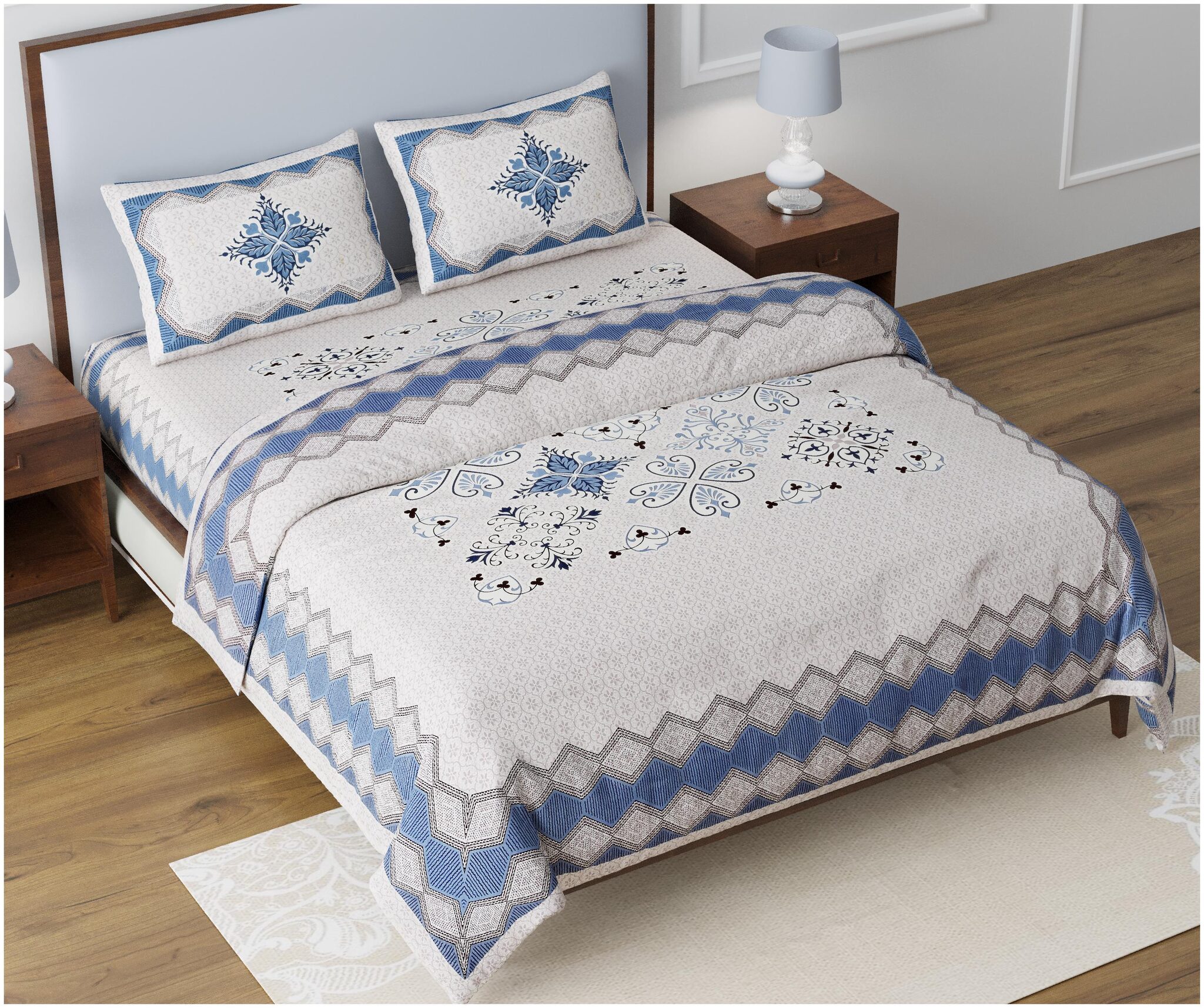 

Lsk Shiva s Cotton Printed King Size Bedsheet 210 TC ( 1 Bedsheet With 2 Pillow Covers Multi )