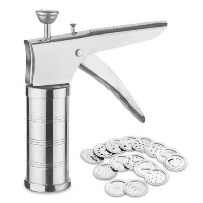 

Lucky Box Kitchenware Stainless Steel Kitchen Press Grater Cookies Indian Snakes Murukku Maker Farsan Sev Maker with 15 Stailess Steel Jalis
