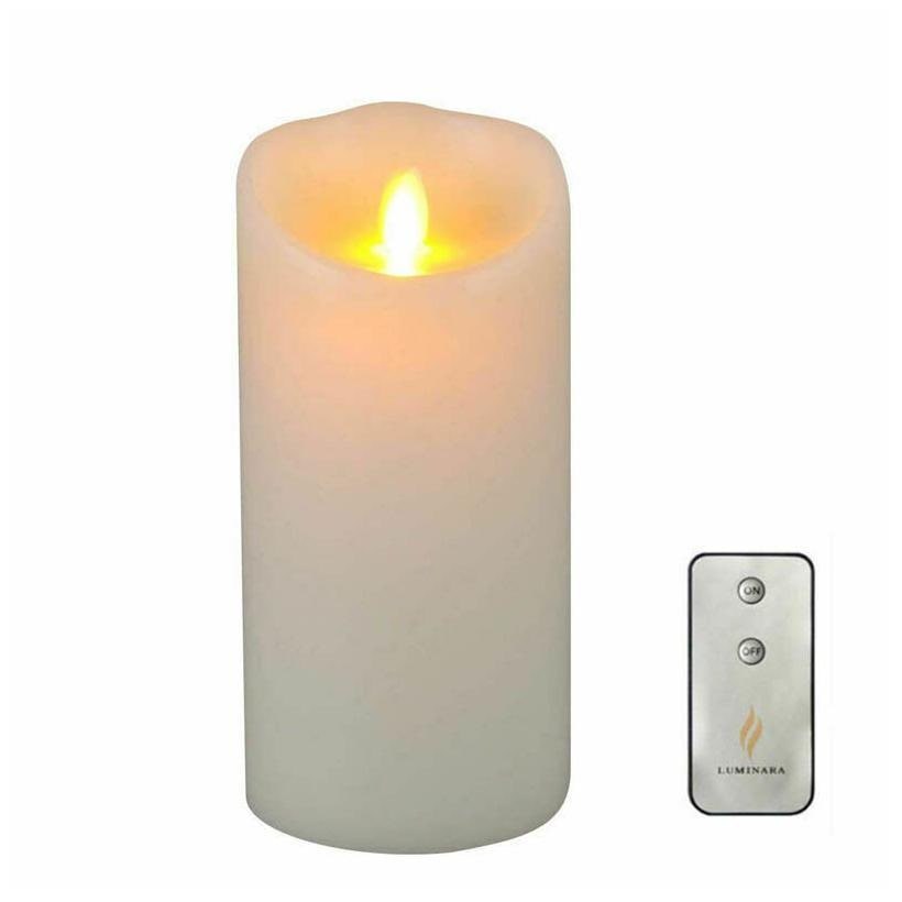 

Luminara Moving Wick Real Wax Flameless Candles Ivory LED Remote 3 5 x 9