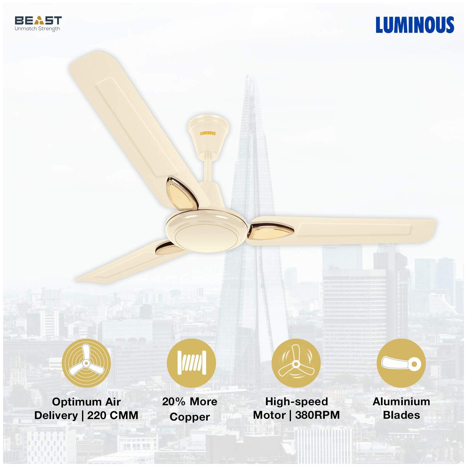 

Luminous Beast 1200mm Ceiling Fan (Ivory)