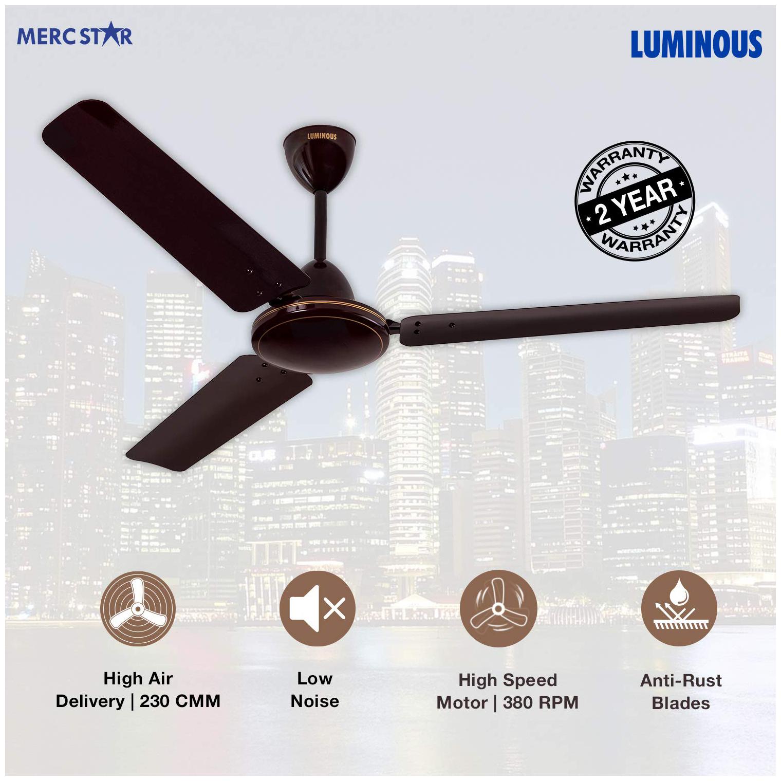 

Luminous Merc Star 1200mm Ceiling Fan (Brown)