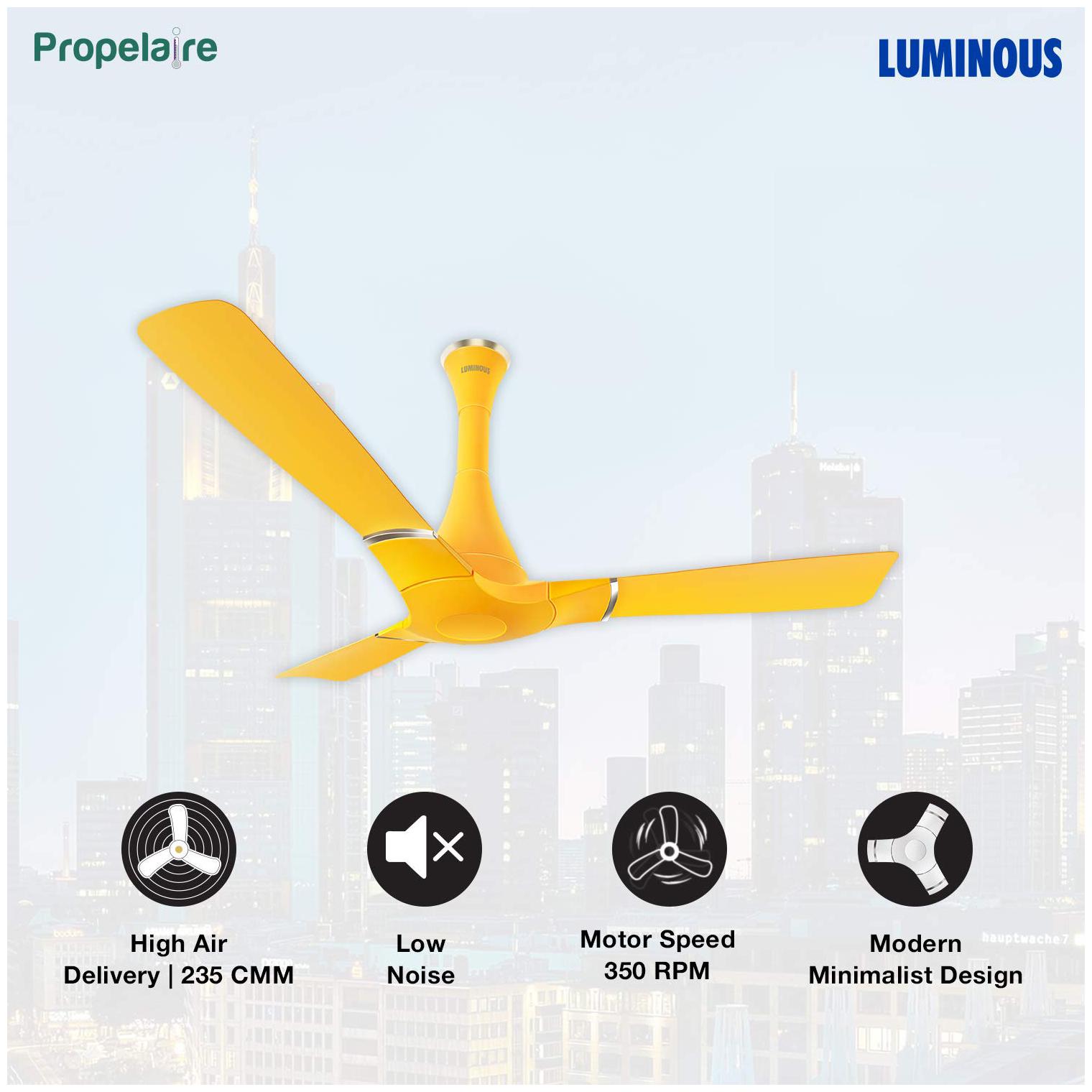 

Luminous Propelaire 1200mm Ceiling Fan (Sporty Yellow)