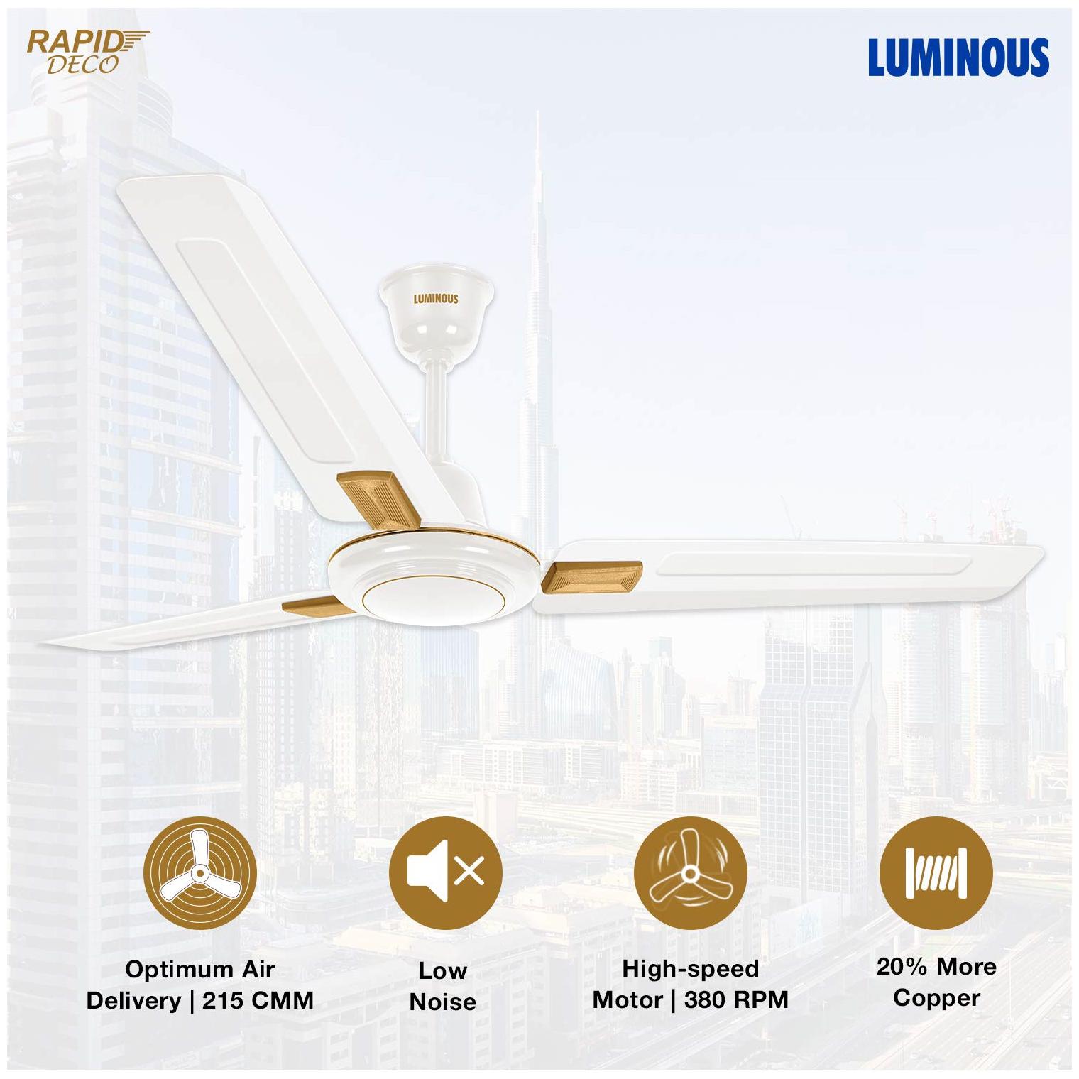 

Luminous Rapid Deco 1200mm Ceiling Fan (Chest White)
