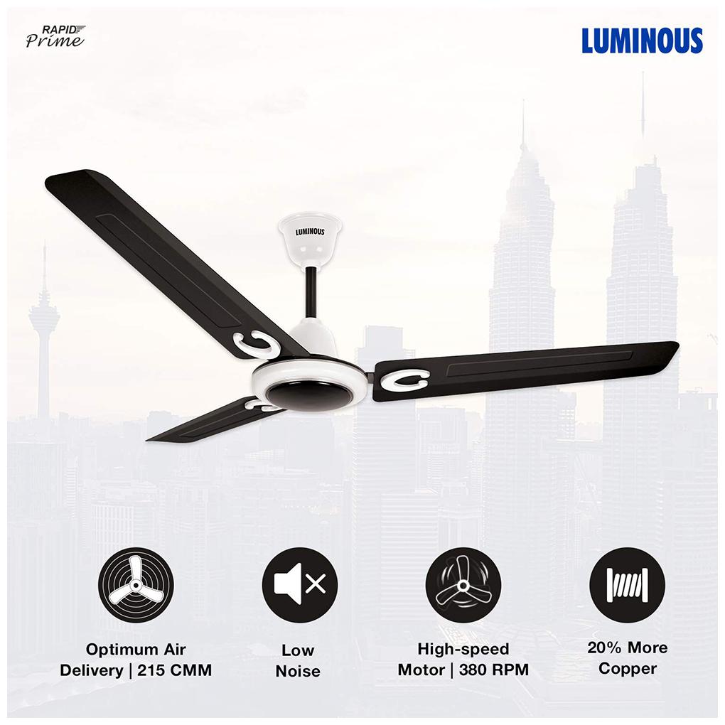 

Luminous Rapid Prime 1200mm Ceiling Fan (Eclipse Black)