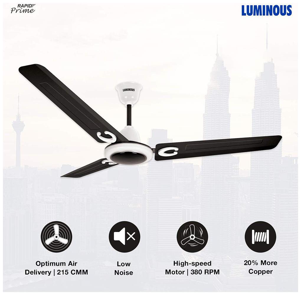 

Luminous Rapid Prime 1200mm Ceiling Fan (Eclipse Black)
