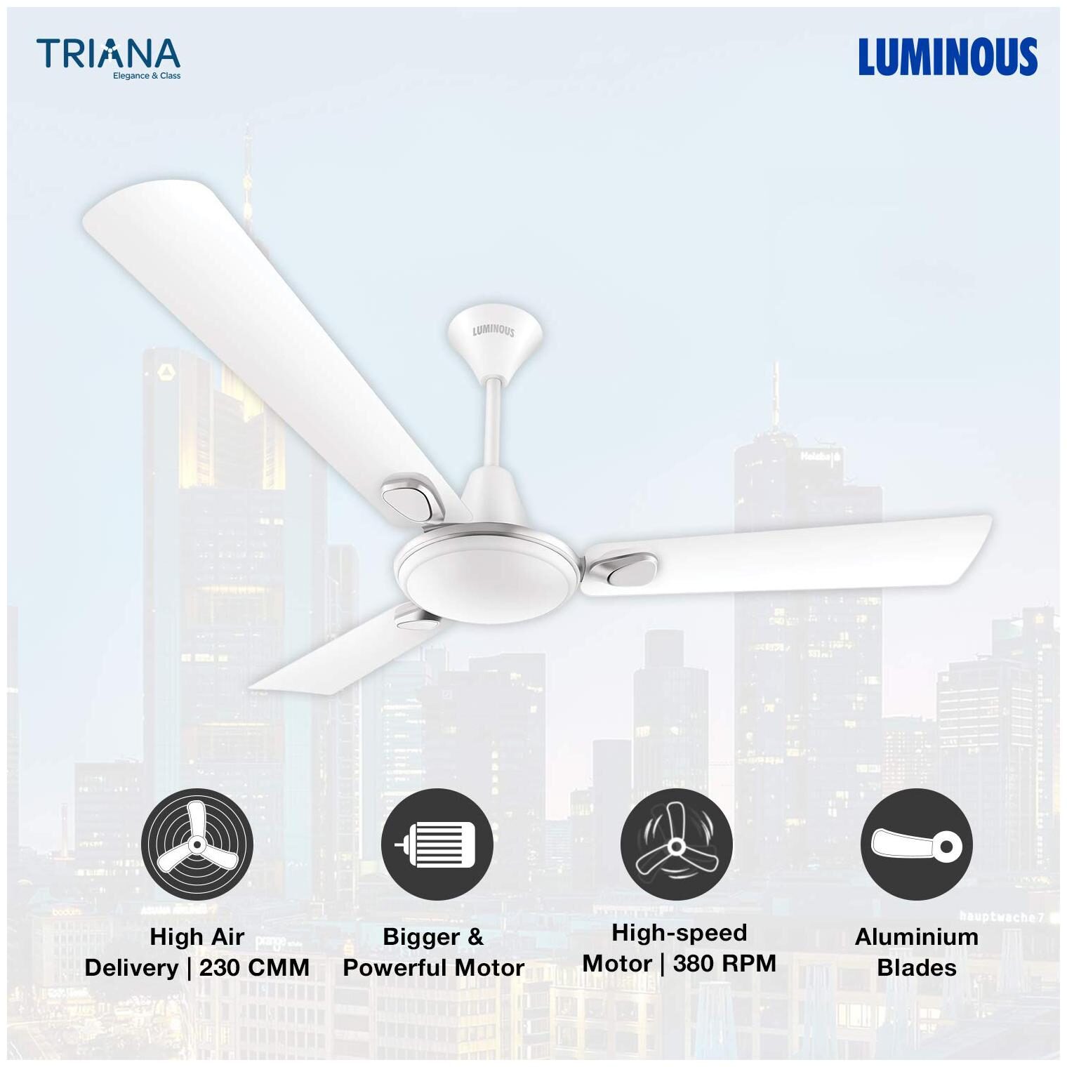 

Luminous Triana 1200m Ceiling Fan (Mint White)