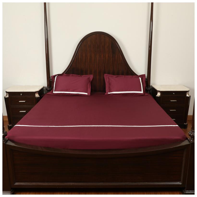 

LUSH BEYOND Cotton Solid King Size Bedsheet 400 TC ( 1 Bedsheet With 2 Pillow Covers Red )