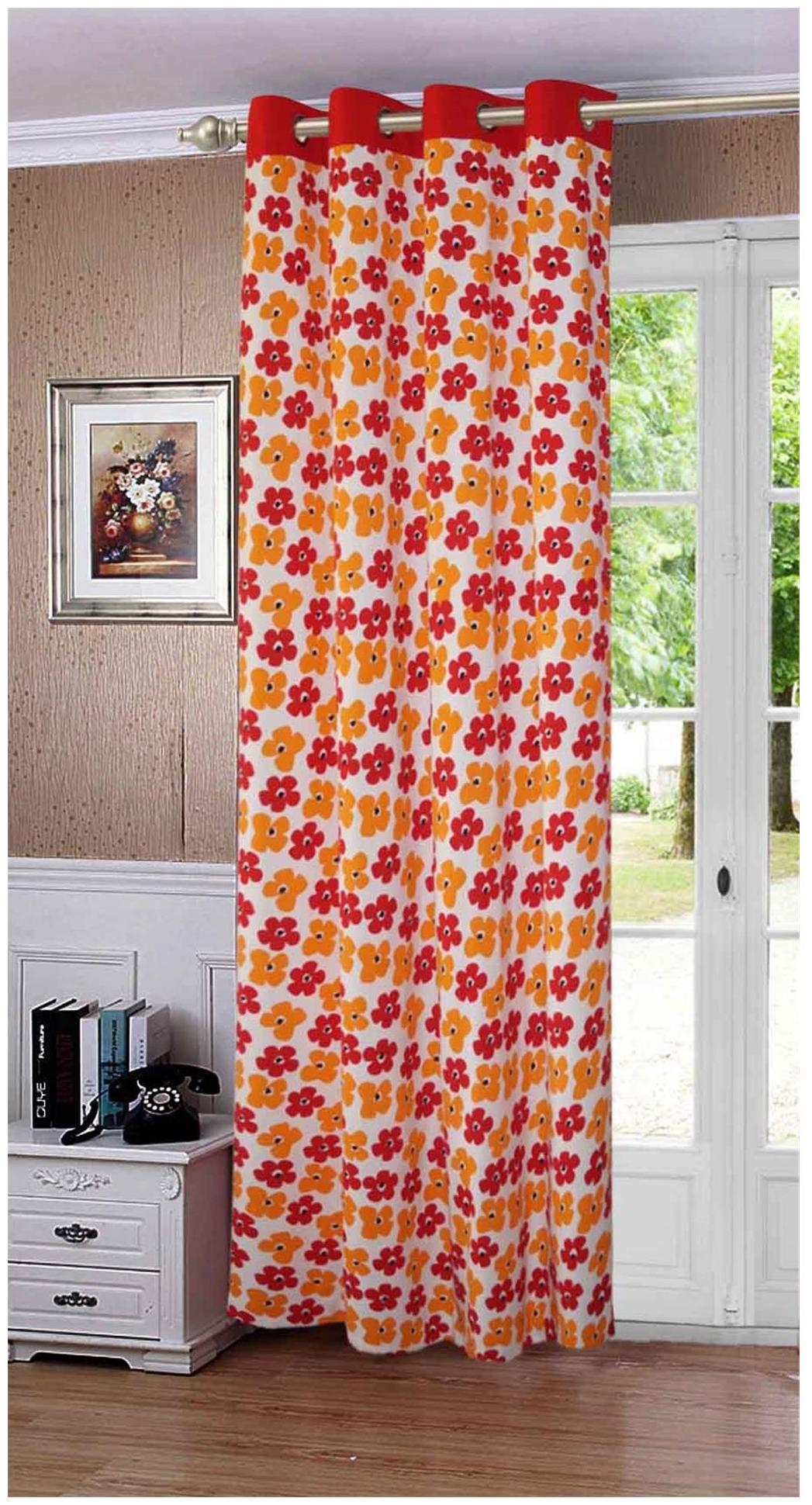 

Lushomes Basic Printed Cotton Curtains for Door (Single Pc)