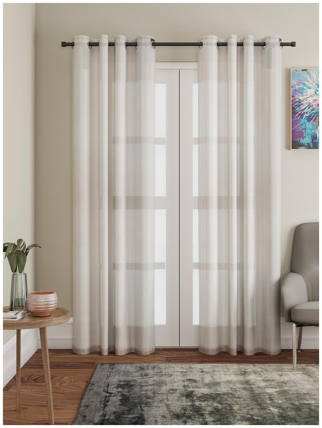 

Lushomes Beige Design 2 Melody Sheer Door Curtains 4 5 ft x 7 5 ft (54 x 90 Single pc)