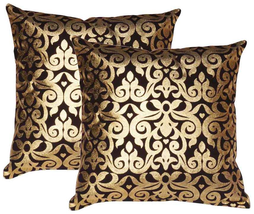 

Lushomes Black Cushion Covers with Gold Foil Print (Pack of 2)