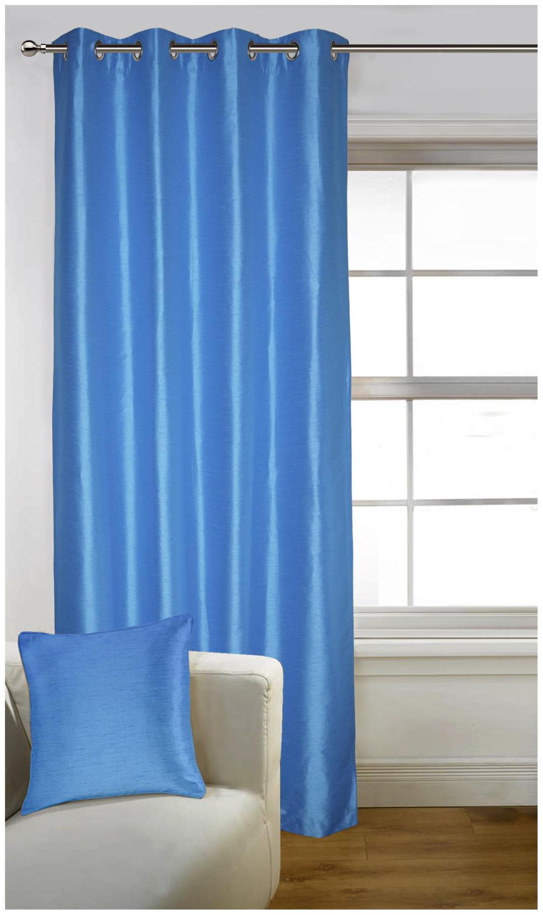 

Lushomes Blue Art Silk Door Curtain with Polyester Lining