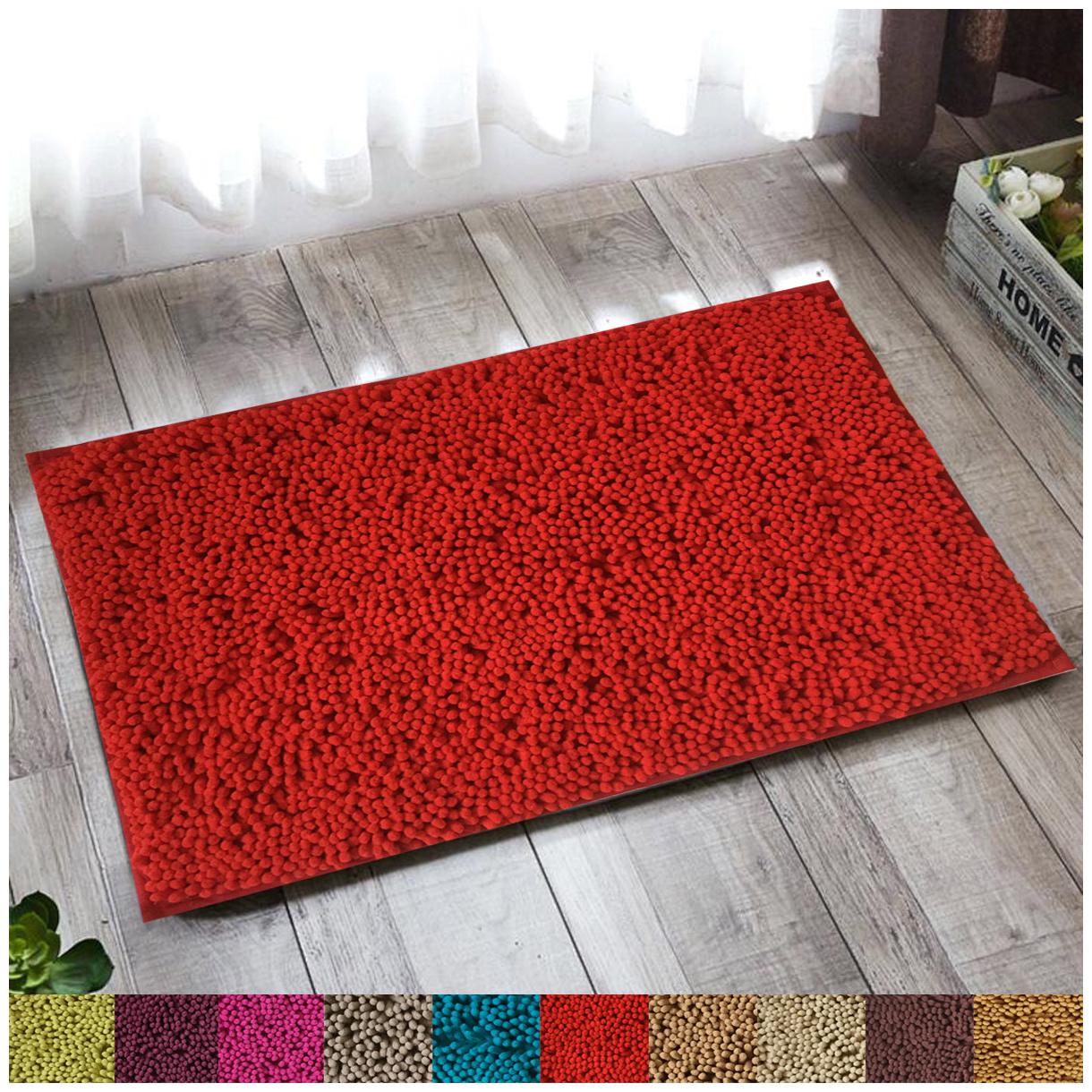 

Lushomes Chenille Rococco Red Thick and fluffy 2200 GSM bathmat with High Pile Microfiber with Synthetic backing Super Absorbent (12 x 18 30 x 45 cms Single Pc)