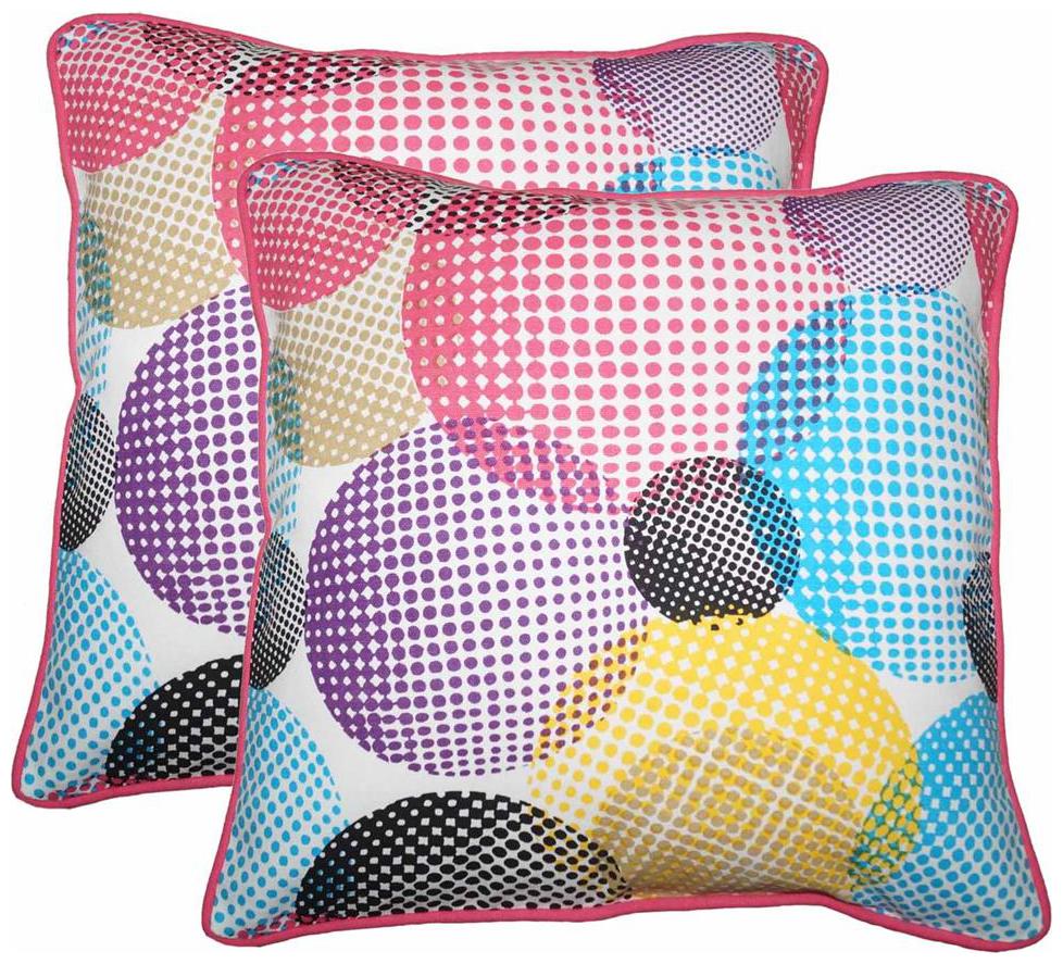 

Lushomes Circles Print Cotton Cushion Covers (Size 16 x 16) Pack of 2