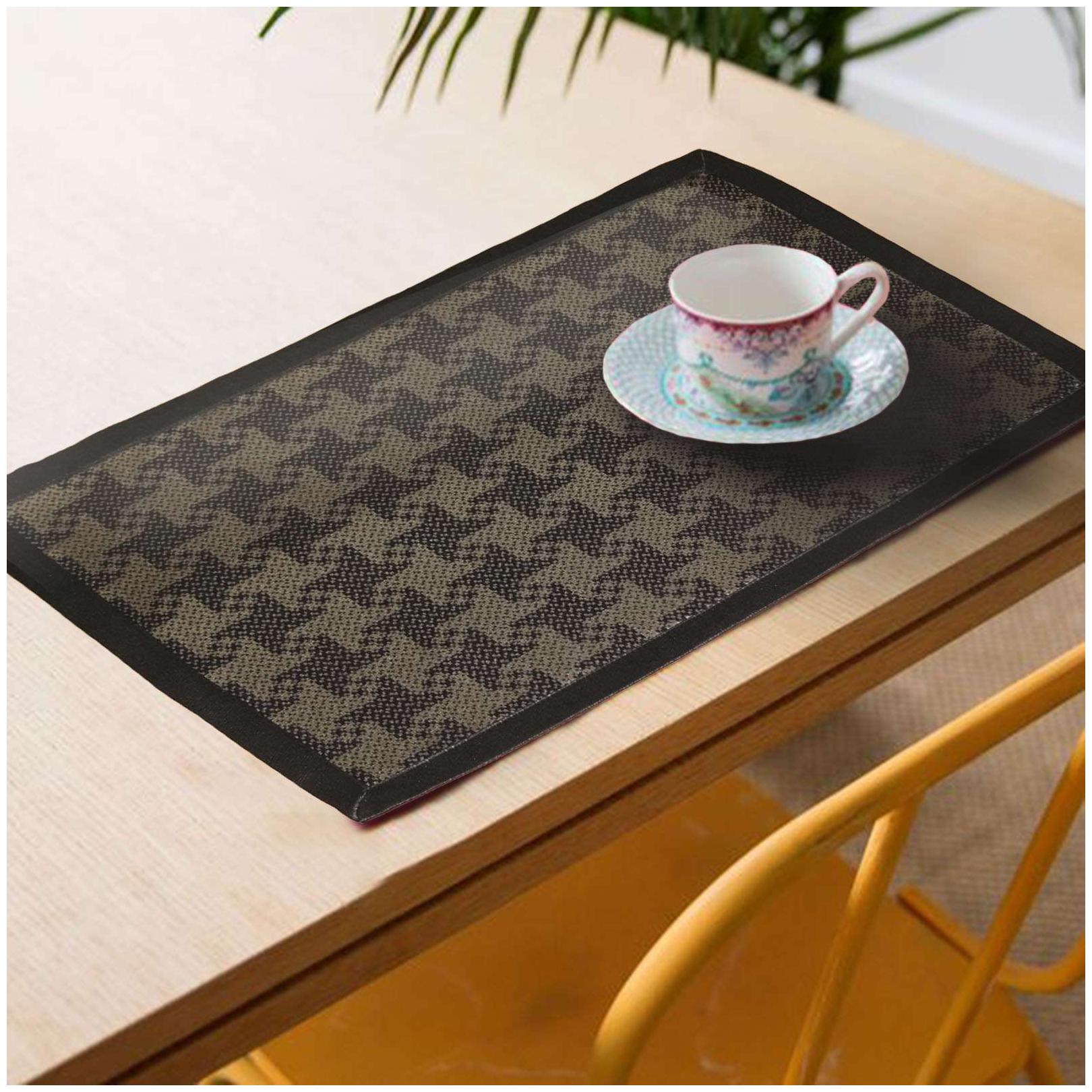 

Lushomes decorative Black Design 2 Jacquard Placemat Set of 6 pcs (Size 13 x19 )
