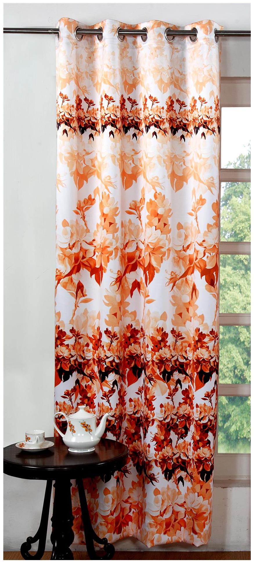 

Lushomes Digitally Printed Orange Blossom Polyester Blackout Curtains for Doors (Single pc)