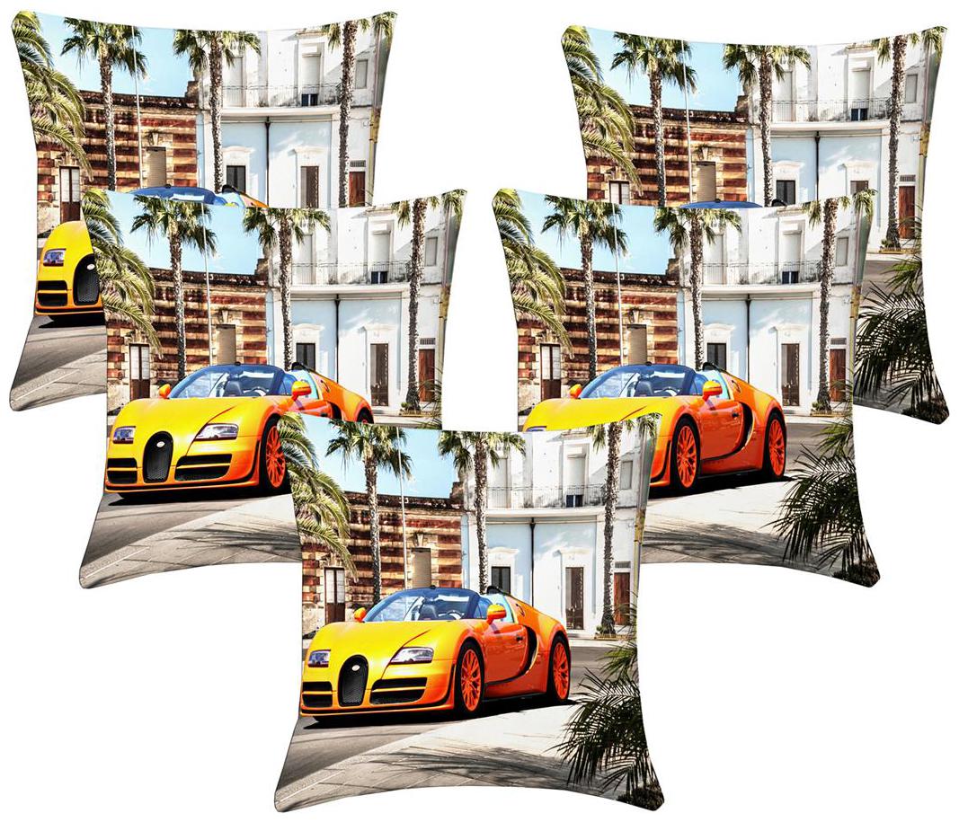

Lushomes Digital Print Car Cushion Covers (Pack of 5)