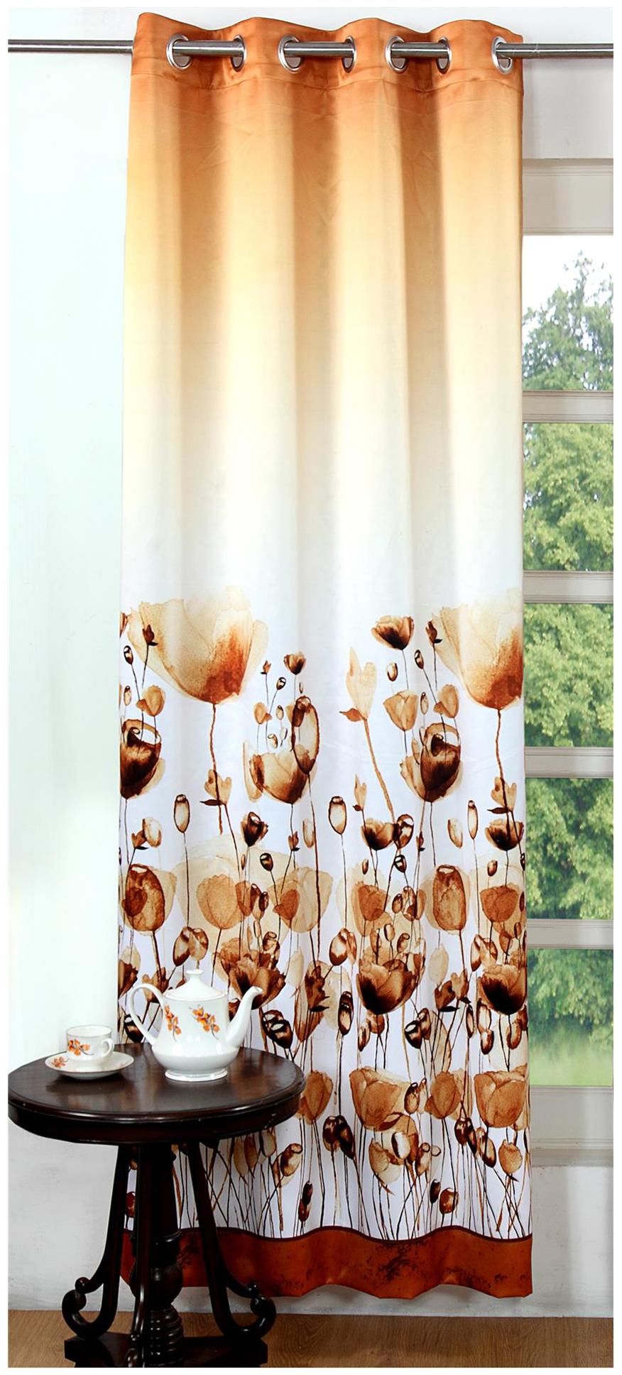 

Lushomes Digitally Printed Orange Flowers Polyester Blackout Curtains for Doors (Single pc)