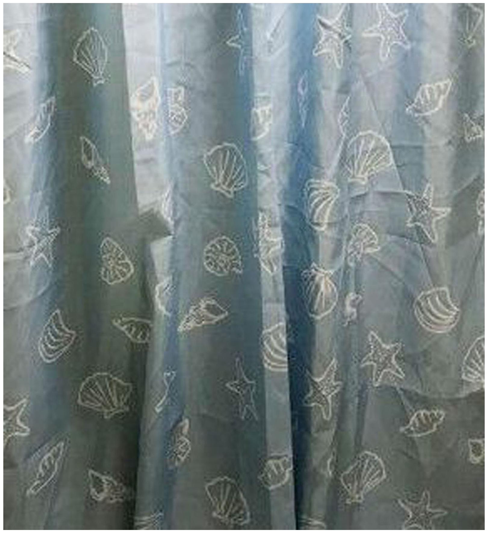 Buy Lushomes Digital Seashell Design Shower Curtain With 12