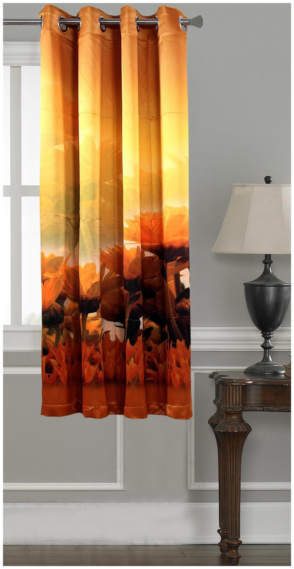 

Lushomes Digitally Printed Sunflower Polyester Blackout Curtains for Windows (Single pc)