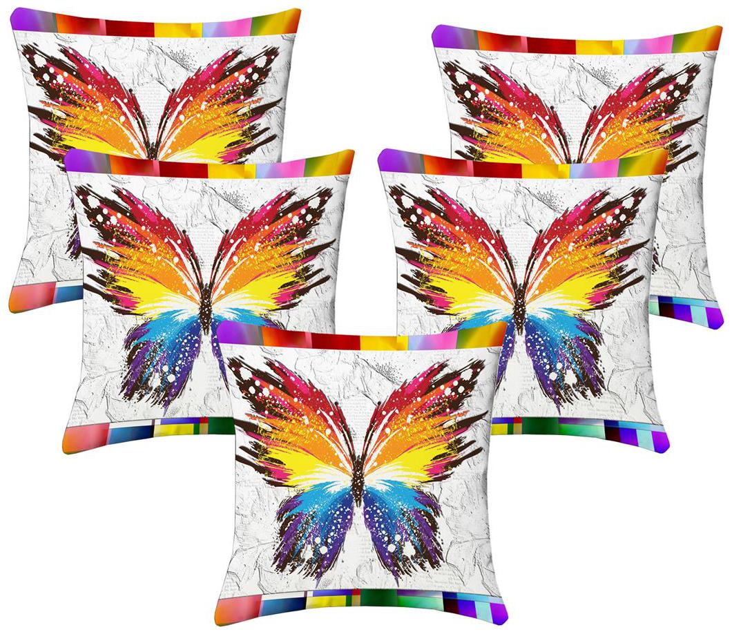

Lushomes Digital Print Creative Butterfly 2 Cushion Covers (Pack of 5)