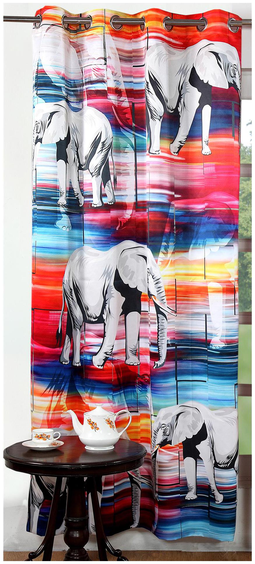 

Lushomes Digitally Printed Elephant Polyester Blackout Curtains for Long Doors (Single pc)