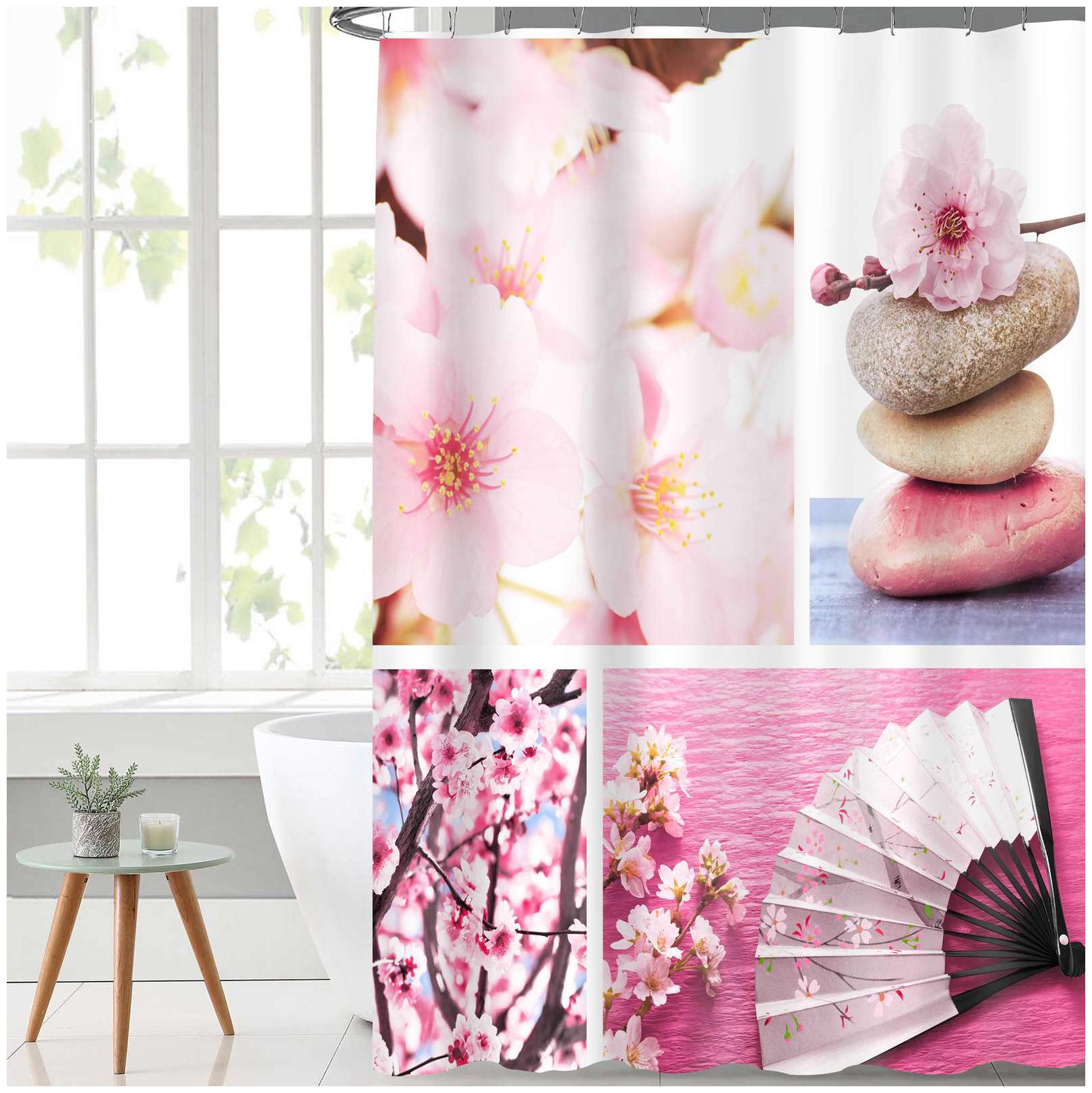 

Lushomes Digital Cherry Design Shower curtain with 12 eyelets and 12 hooks (Single pc 71 x 78 180 x 200 cms)