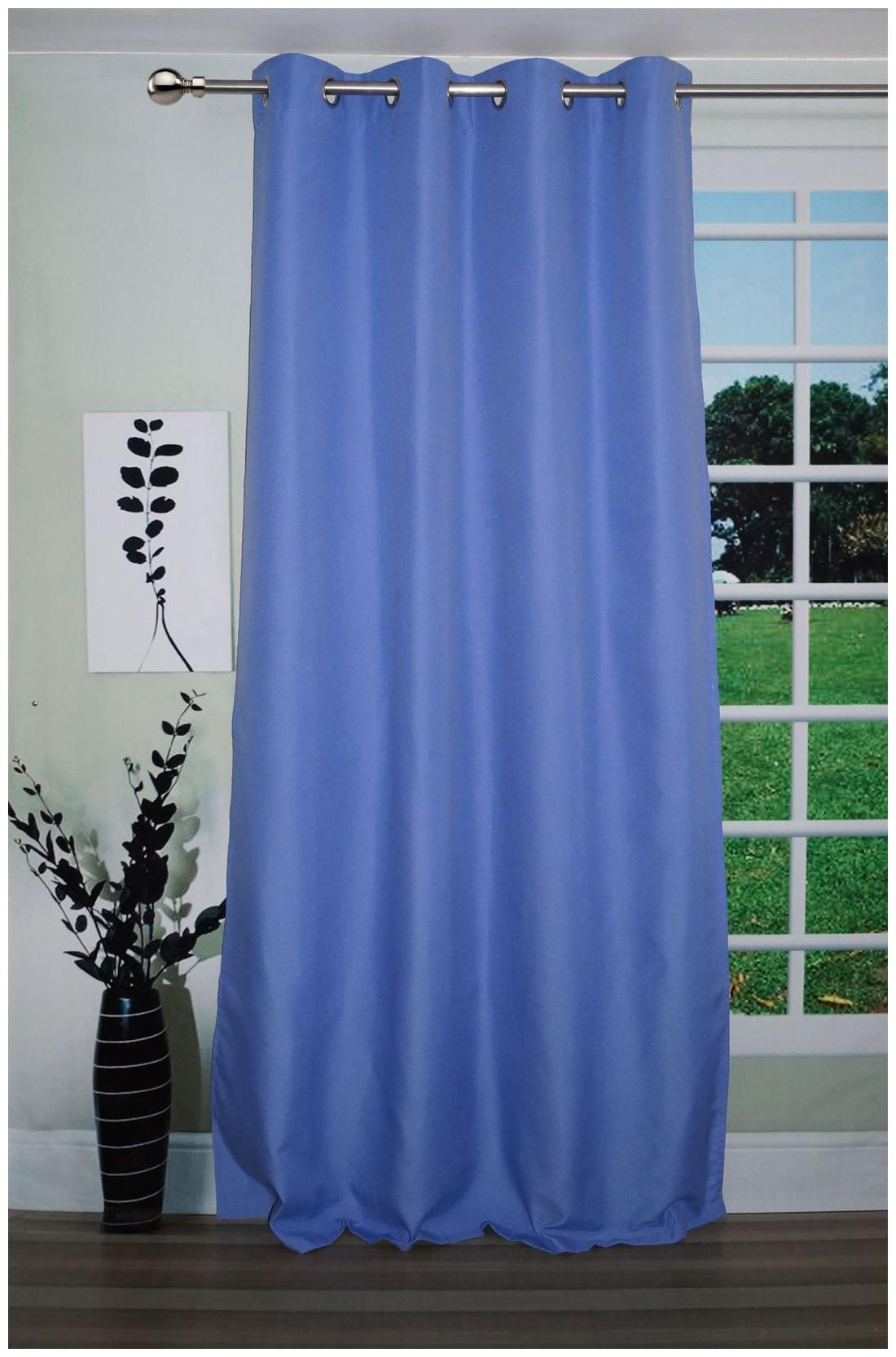 

Lushomes Dusky Blue Water Repellent Frankfurt Matty Door Curtain with 8 metal eyelets tie back (Single pc pack)