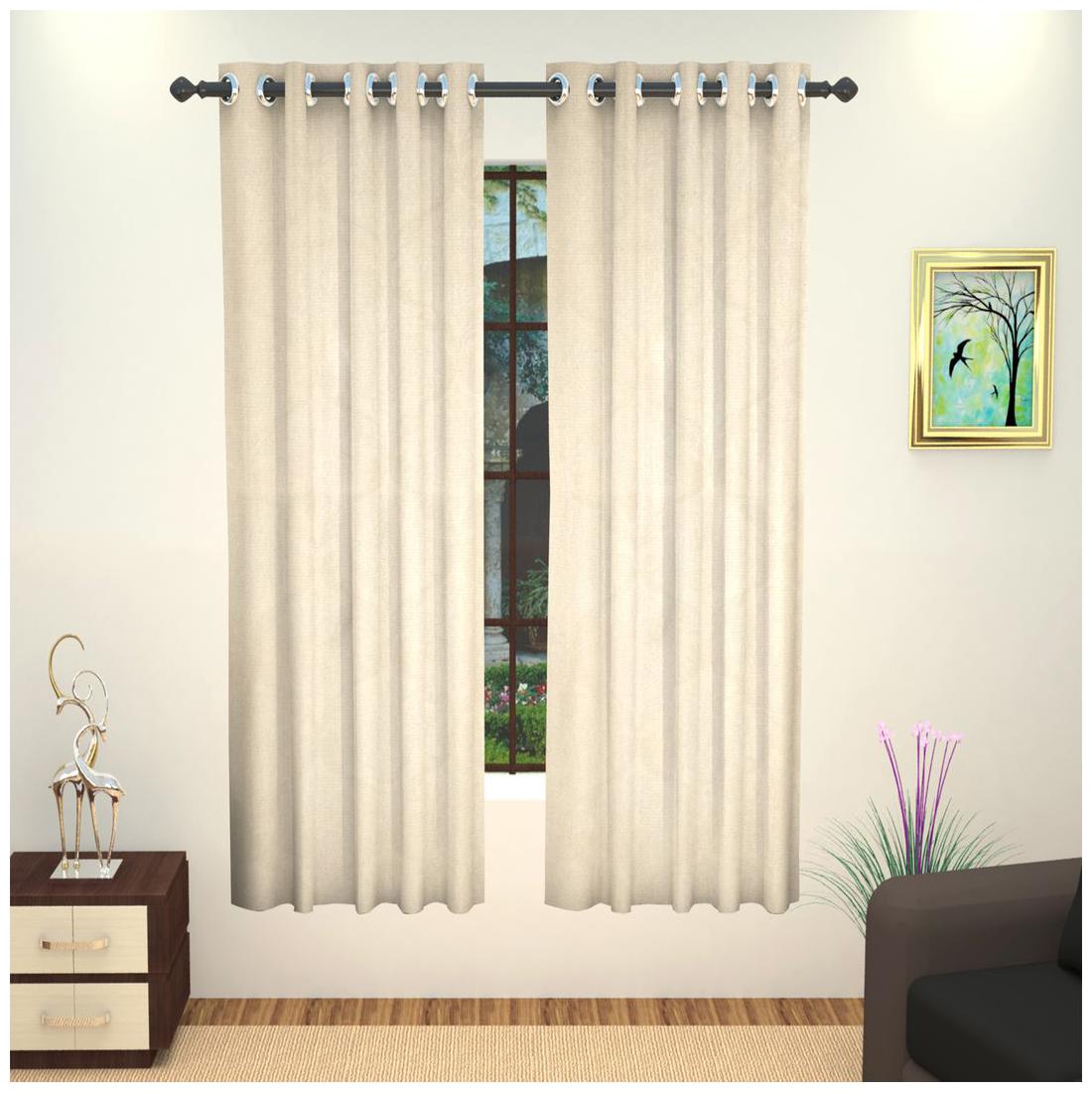 

Lushomes Embossed Cream Blueberry Curtain with 6 plastic eyelets for Windows (Single pc pack)