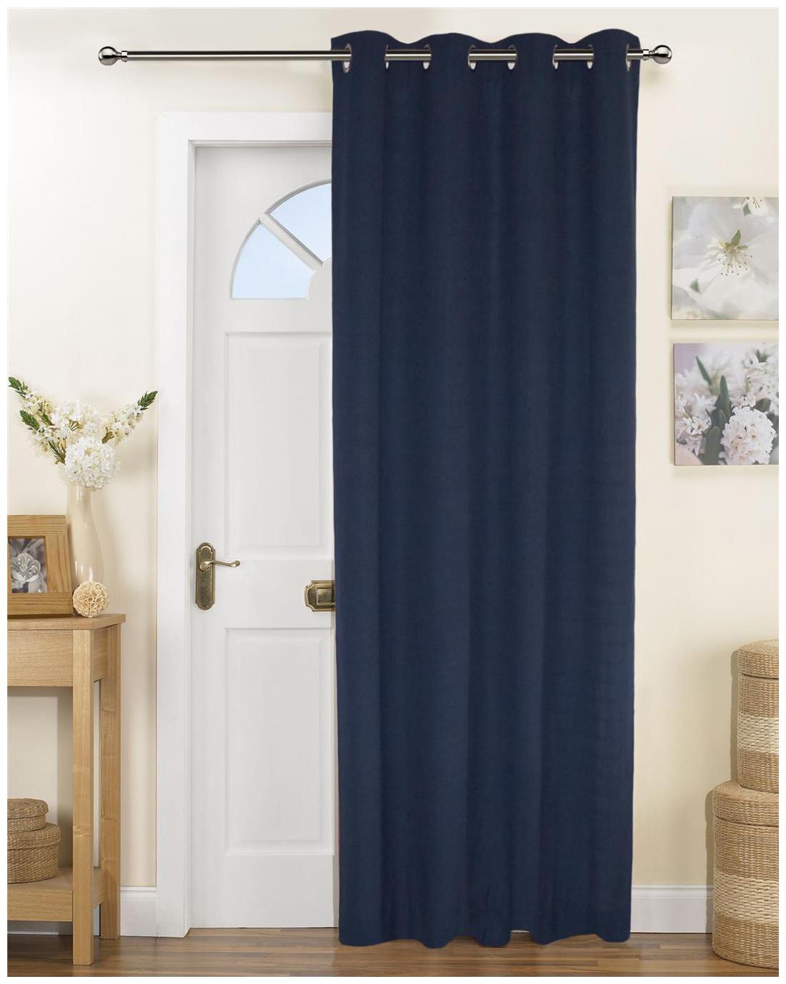 

Lushomes Fabiana Navy Blue Curtains with Coordinating Tie Back For Long Door (Single pc)