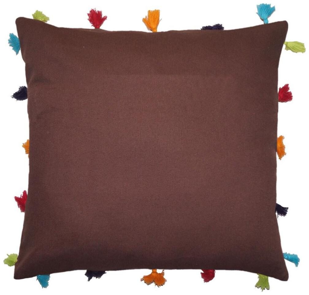 

Lushomes French Roast Cotton Cushion Cover with Pom Pom - Pack of 1