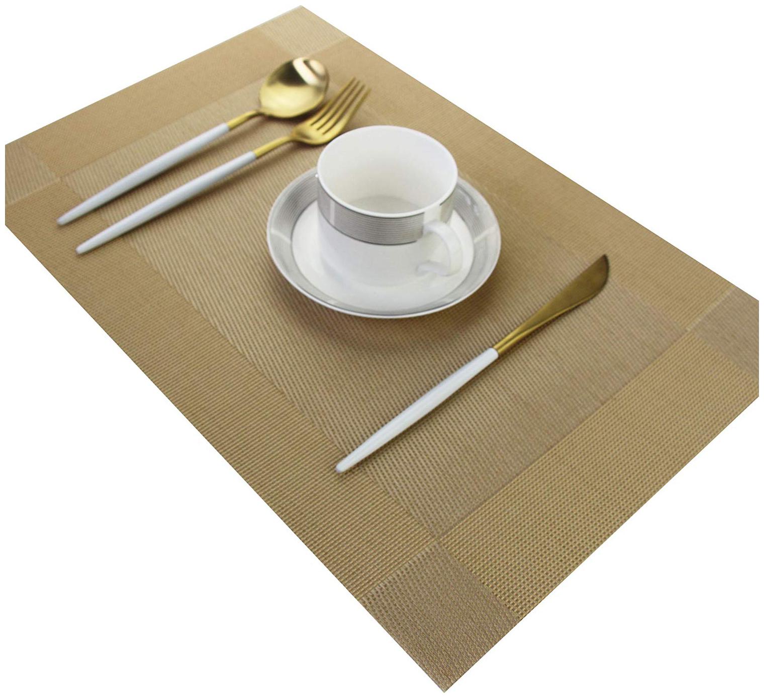

Lushomes Gold Waterproof PVC Placemats in Reusable PVC bag (33 x 45 cms Pack of 6)