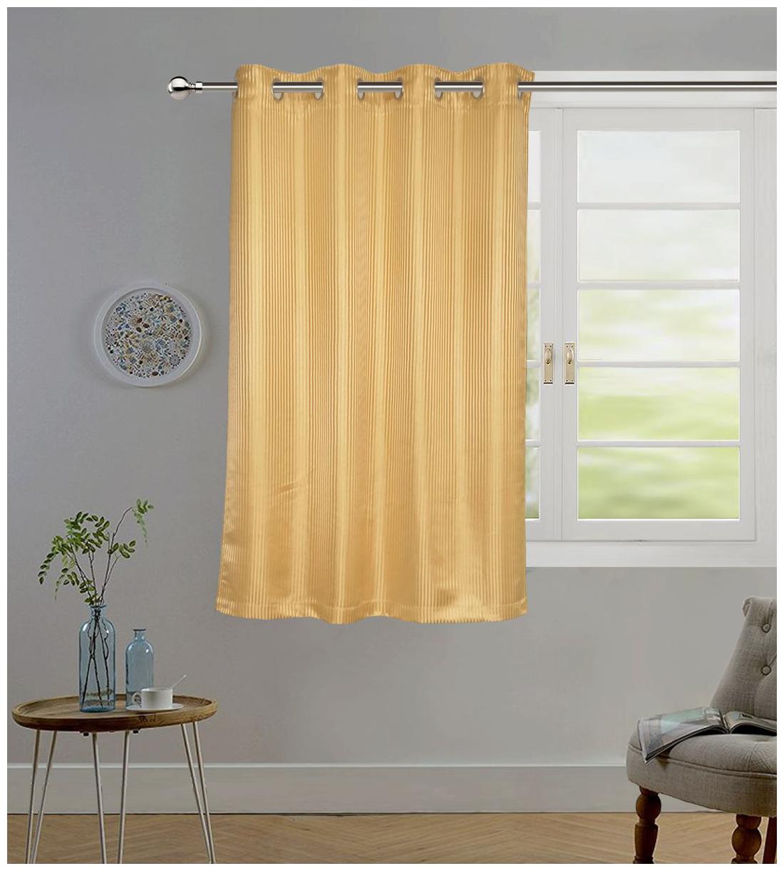 

Lushomes Gold Contemporary Stripped Window Curtain with 8 metal Eyelets (54 x 60 )-Torantina