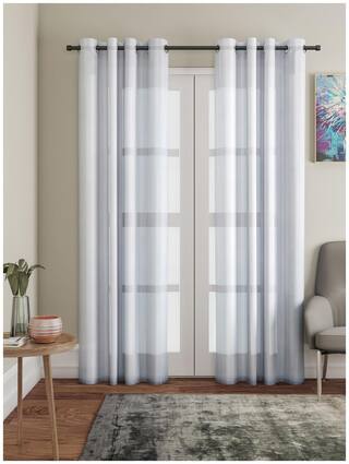 Buy Lushomes Grey Design 2 Melody Sheer Door Curtains 4 5 Ft X 7 5