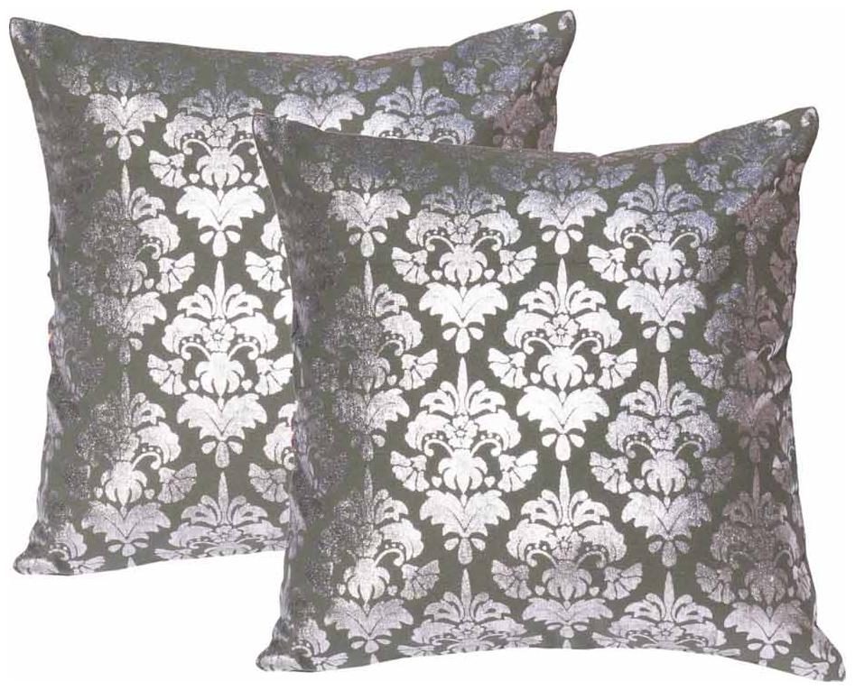 

Lushomes Green Cushion Covers with Silver Foil Print (Pack of 2)