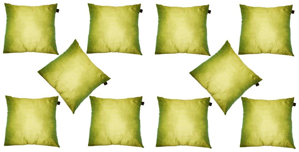

Lushomes Green Dupion Silk Cushion Covers (Pack of 10)
