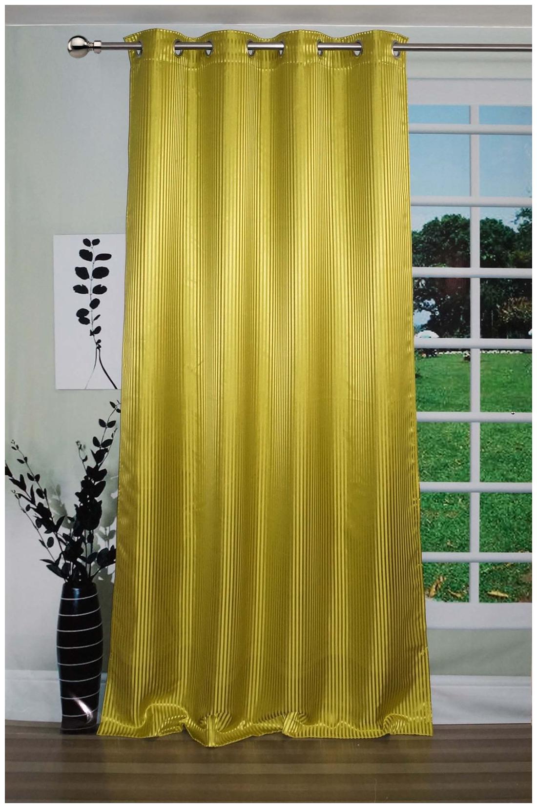 

Lushomes Yellow Contemporary Stripped Door Curtain with 8 metal Eyelets (54 x 90 )-Torantina