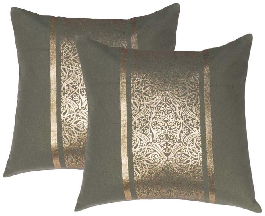 

Lushomes Green Cushion Covers with Gold Foil Print (Pack of 2)