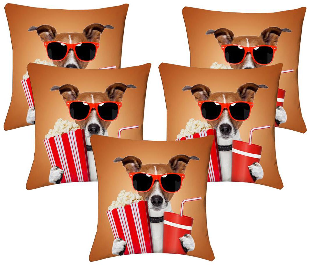 

Lushomes Kids Digital Print Stylish Dog Cushion Covers (Pack of 5)