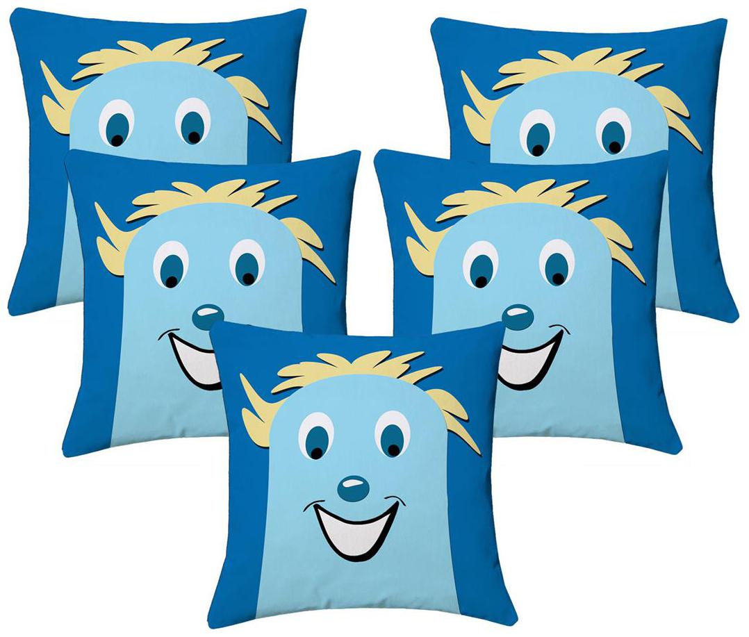 

Lushomes Kids Digital Print Smile Cushion Covers (Pack of 5)