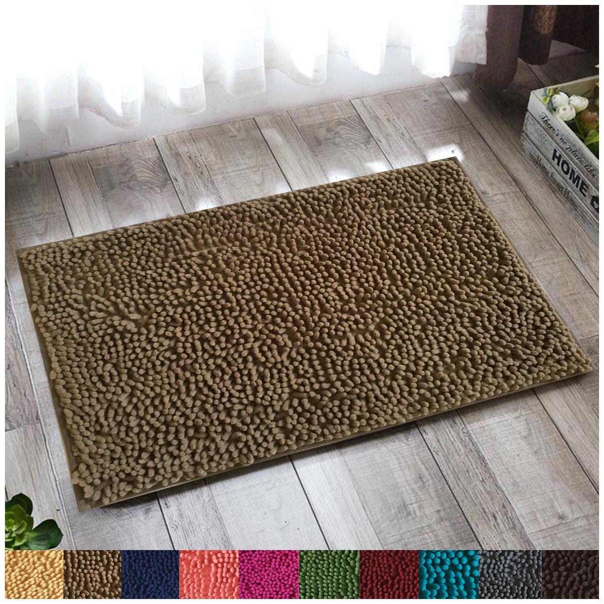 

Lushomes Latte Thick and fluffy Chenille 1200 GSM bathmat with High Pile Microfiber with PVC backing Super Absorbent (Bathmat Size 16 x 24 Single Pc )