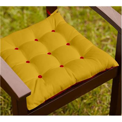

Lushomes Lemon Chrome and Tomato Chair Cushion with 18 Buttons 4 Strings