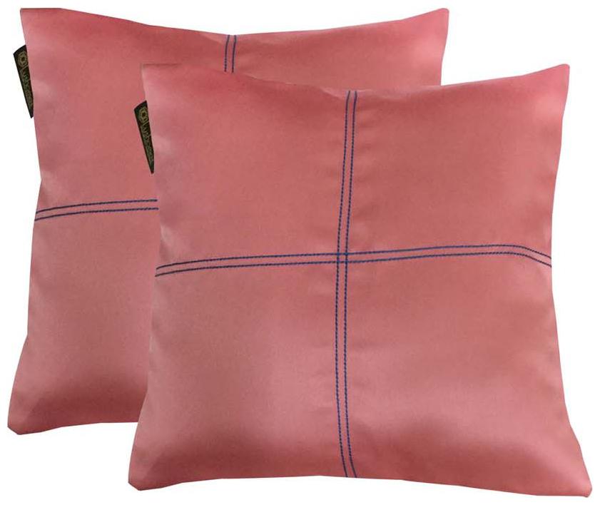 

Lushomes Light Pink Blackout Cushion Cover with Artistic Stitch
