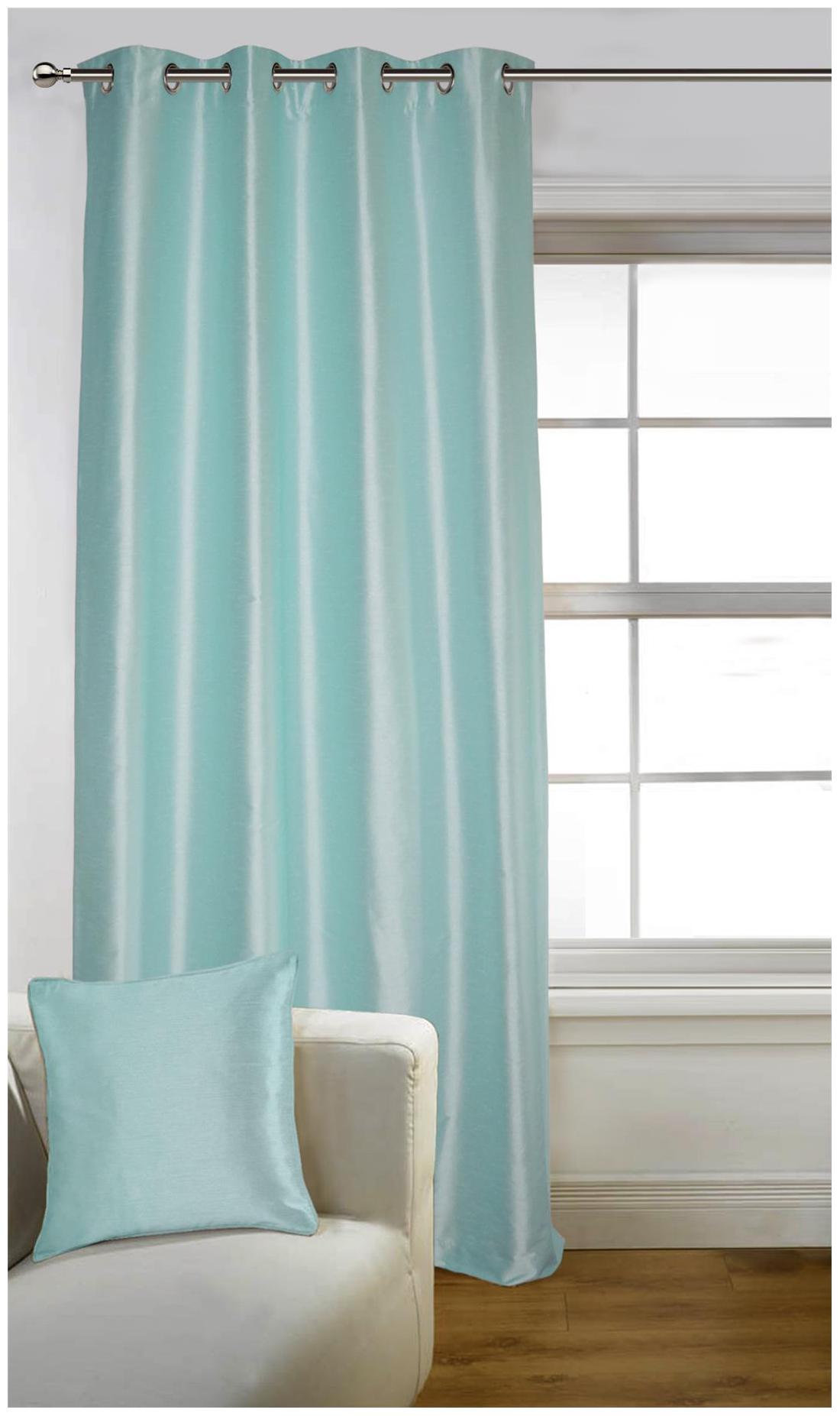 

Lushomes Light Blue Art Silk Door Curtain with Polyester Lining