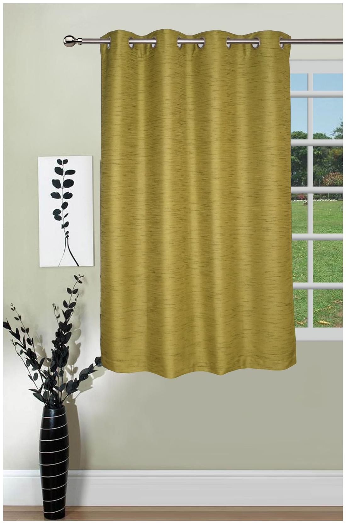 

Lushomes Matka Silk Green Curtain for Window (Single pc)