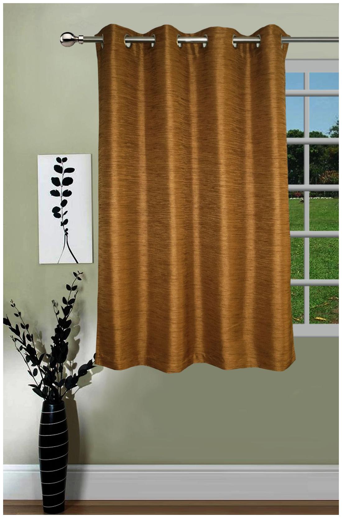 

Lushomes Matka Silk Brown Curtain for Window (Single pc)