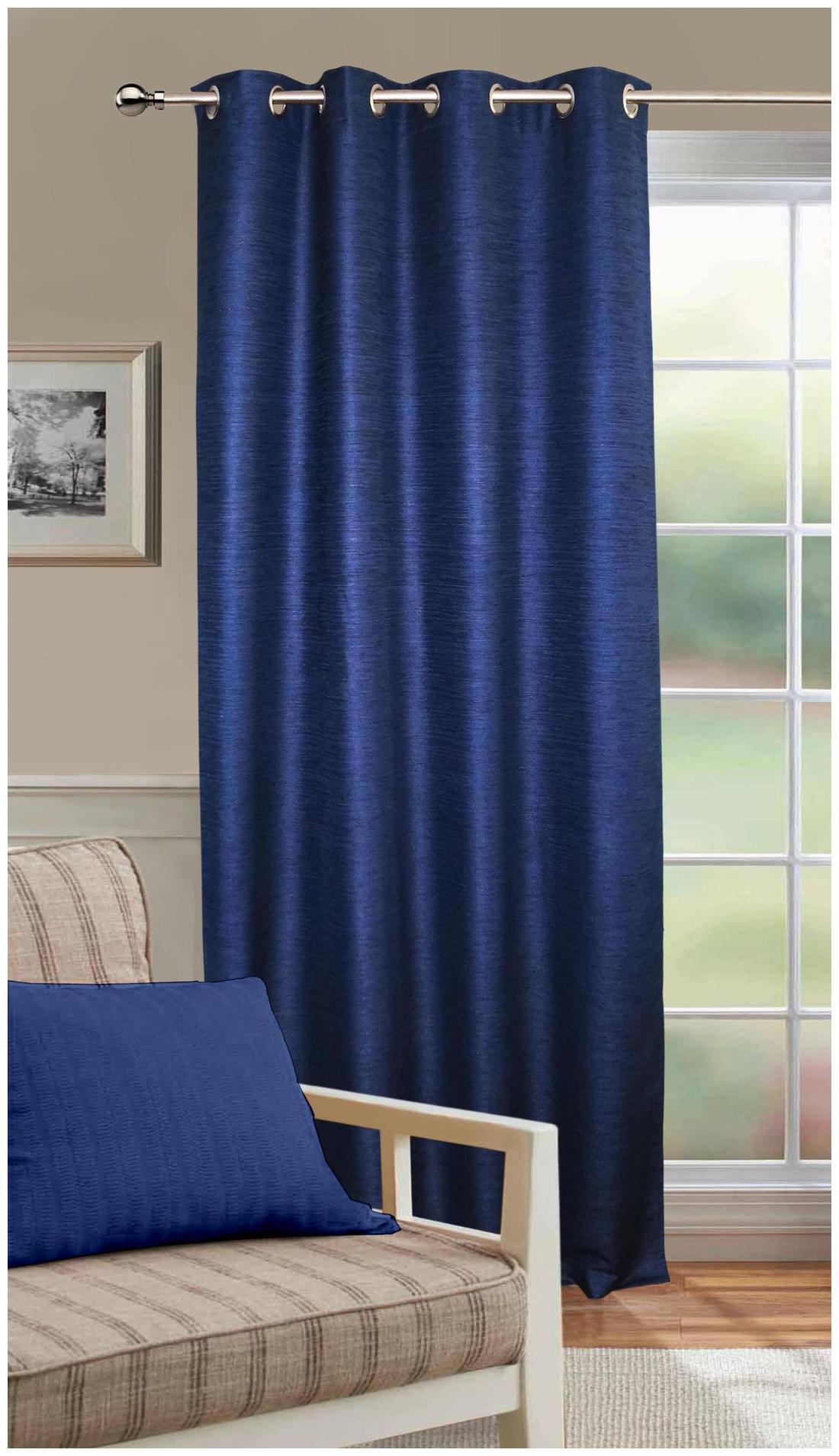 

Lushomes Matka Silk Blue Curtain for Long Door (Single pc)