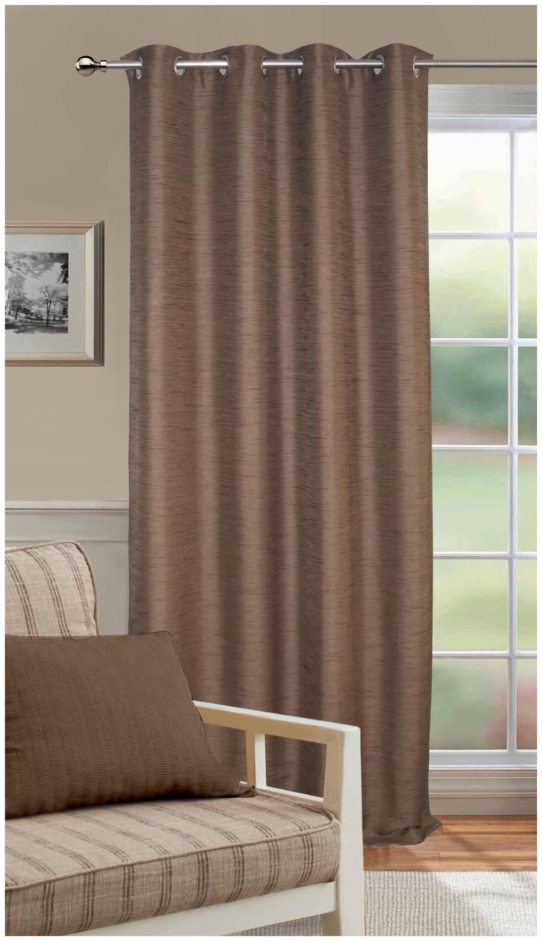 

Lushomes Matka Silk Brown Curtain for Long Door (Single pc)