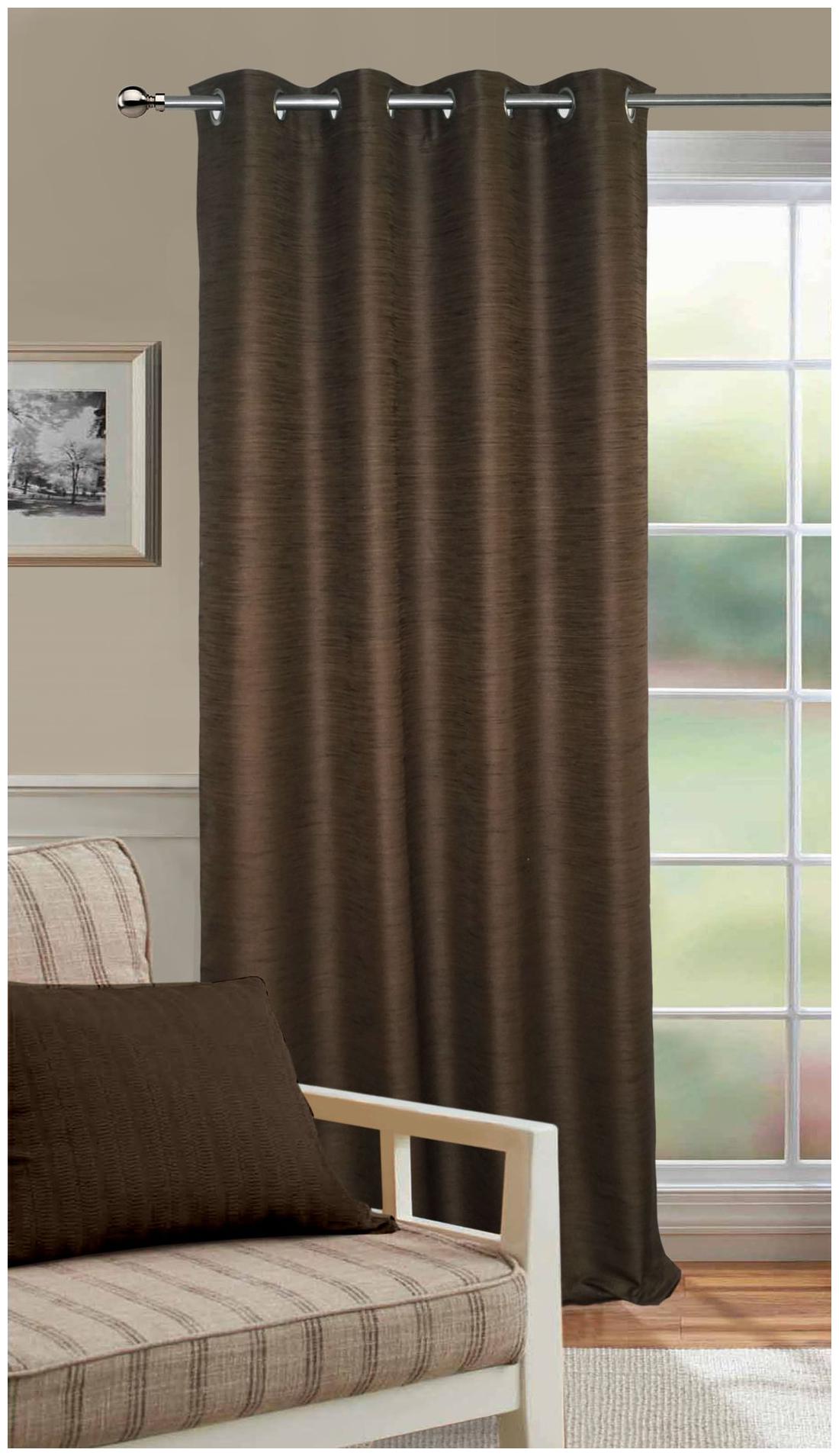 

Lushomes Matka Silk Brown Curtain for Long Door (Single pc)