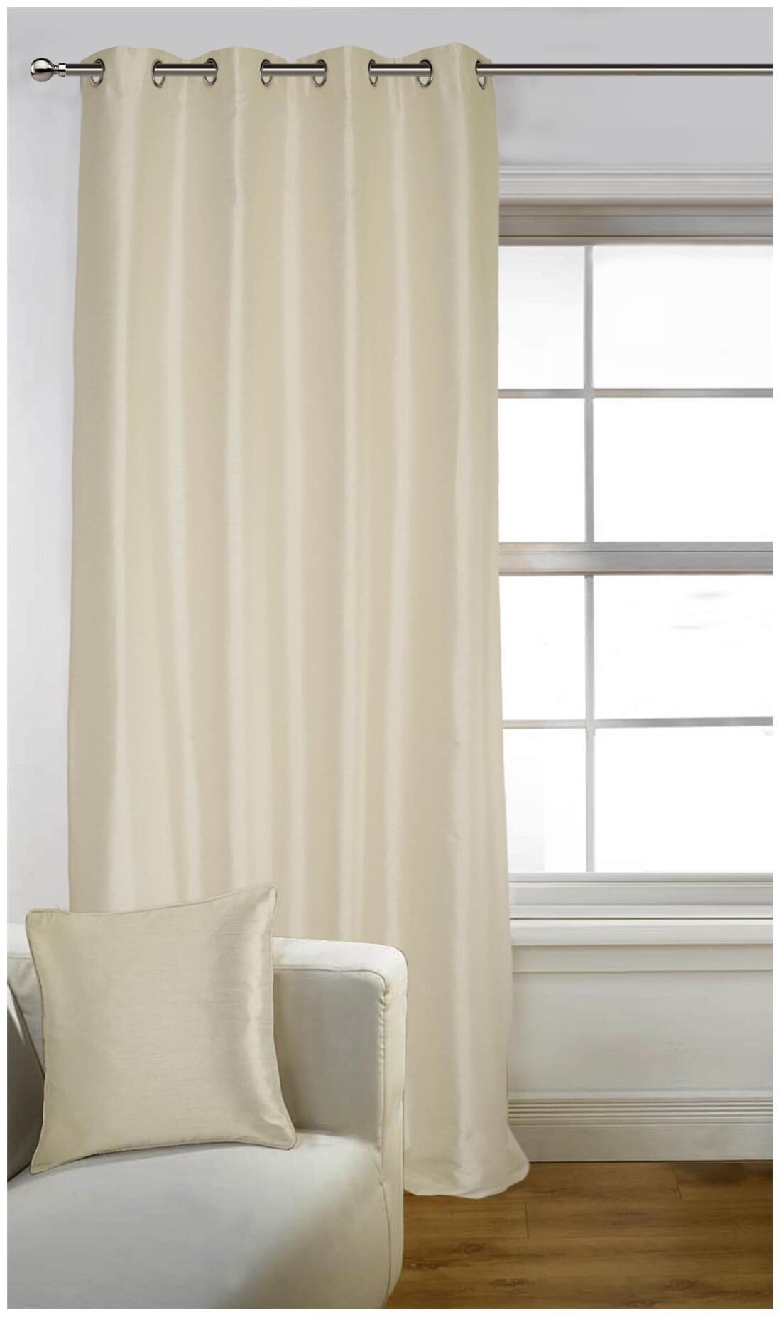 

Lushomes Off - White Art Silk Long Door Curtain with Polyester Lining