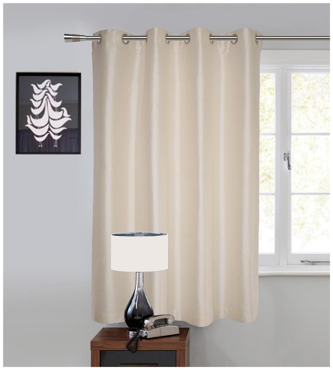 

Lushomes Off - White Art Silk Window Curtain with Polyester Lining